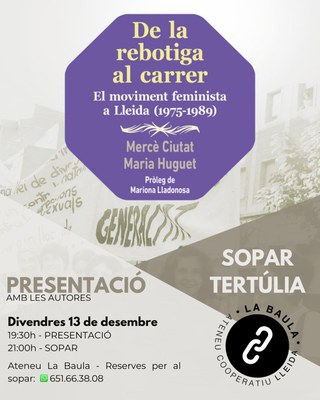 <bound method DexterityContent.Title of <Event at /fs-paeria/paeria/es/actualidad/agenda/presentacion-y-cena-tertulia-del-libro-de-la-rebotiga-al-carrer-el-moviment-feminista-a-lleida-1975-1989>>.