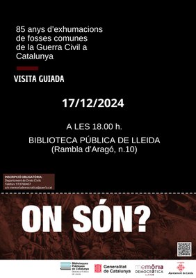 <bound method DexterityContent.Title of <Event at /fs-paeria/paeria/es/actualidad/agenda/visita-guiada-donde-estan-85-anos-de-exhumaciones-de-fosas-comunes-de-la-guerra-civil-en-cataluna>>.