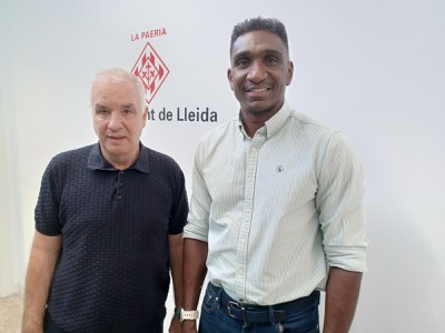 El concejal de Deportes, Jackson Quiñónez, ha mantenido una reunión este martes con el presidente del Lleida Esportiu, Luis Pereira..